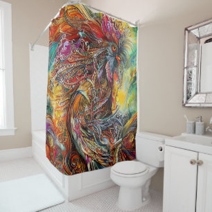 Rideaux De Douche Imaginaire de coq Abstrait