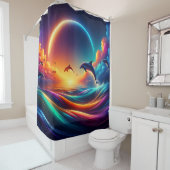 Rideaux De Douche "Imaginaire Dolphin Vibrant - Art Océan Surreal" (En situation)