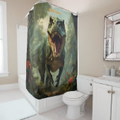 Rideaux De Douche Imaginaire Fleurs Vivides Majestic T-Rex (En situation)
