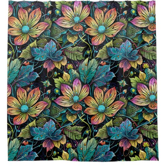 Rideaux De Douche Imaginaire floral dynamique (Devant)