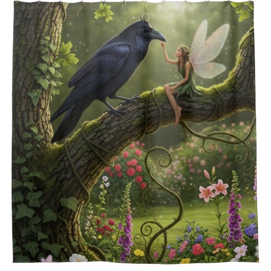 Rideaux De Douche Imaginaire Garden Fairy Raven (Devant)