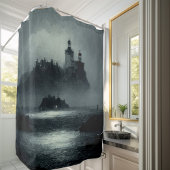 Rideaux De Douche Imaginaire Island Lighthouse Misty Foggy Dark Nigh