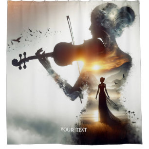 Rideaux De Douche Imaginaire jolie violon fille soleil