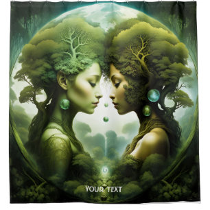 Rideaux De Douche Imaginaire Jolie Vivid Girls Green Forest