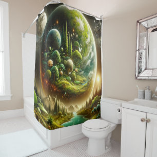 Rideaux De Douche Imaginaire Magique Planète Avec Nature Céleste