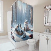 Rideaux De Douche Imaginaire mignon deux bébés renards (En situation)