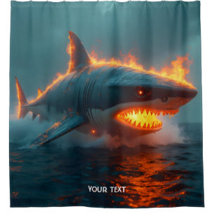 Rideaux De Douche Imaginaire mignon feu requin mer