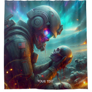 Rideaux De Douche Imaginaire mignon guerrier de l'espace deuil
