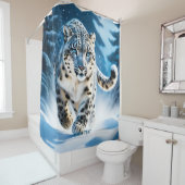 Rideaux De Douche Imaginaire mignon léopard de neige en course (En situation)