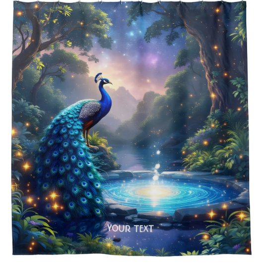 Rideaux De Douche Imaginaire mignon Nuit Poudre Peacock (Devant)