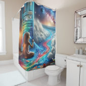 Rideaux De Douche Imaginaire mignon Peinture Espace fille (En situation)