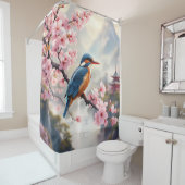 Rideaux De Douche Imaginaire mignon Sakura Bleu d'oiseau (En situation)