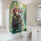 Rideaux De Douche Imaginaire mignon singe Zebra Hug (En situation)