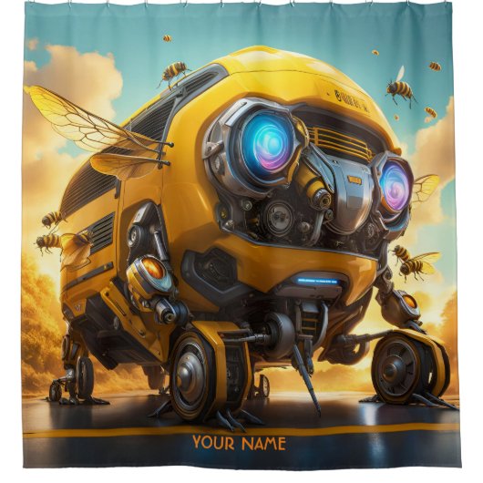 Rideaux De Douche Imaginaire mignon Vivid Bee School Bus (Devant)