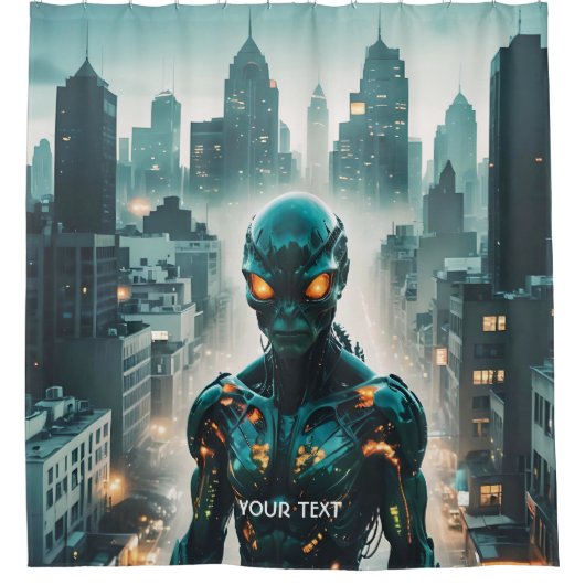 Rideaux De Douche Imaginaire Mignonne Cyborg Soirée Ville (Devant)