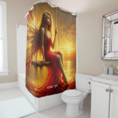 Rideaux De Douche Imaginaire mignonne fille robe rouge soleil (En situation)