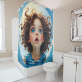 Rideaux De Douche Imaginaire mignonne fille yeux bleus (En situation)