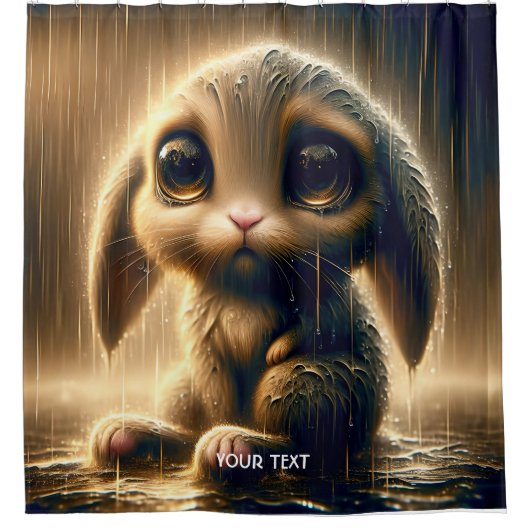 Rideaux De Douche Imaginaire Mignonne Pluie De Lapin Triste (Devant)