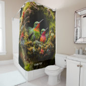 Rideaux De Douche Imaginaire mignonne Vivid Hummingbird Nest Moss (En situation)