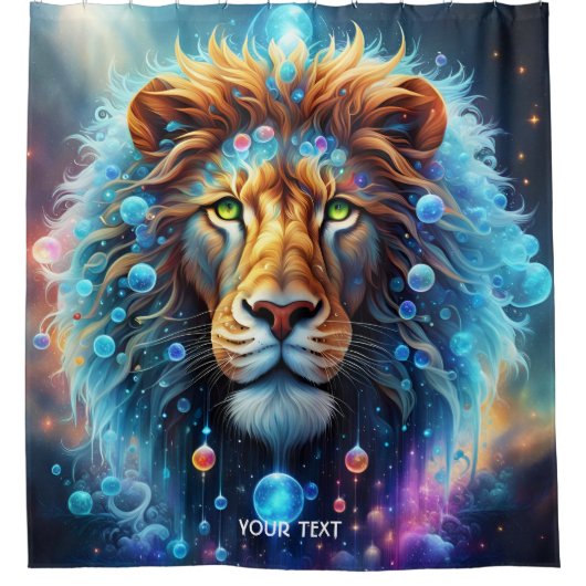 Rideaux De Douche Imaginaire Mignonne Vivid Lion Spatiale Bulles (Devant)