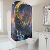 Rideaux De Douche Imaginaire Moon Waterfall Forest (En situation)