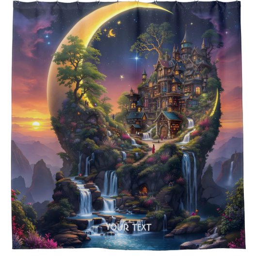 Rideaux De Douche Imaginaire Moon Waterfall Forest (Devant)