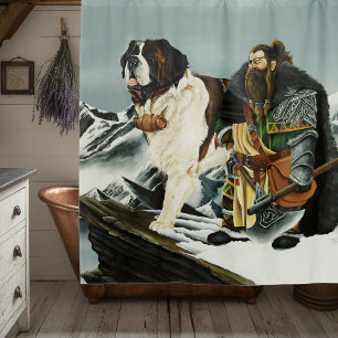 Rideaux De Douche Imaginaire nain Saint Bernard Dog