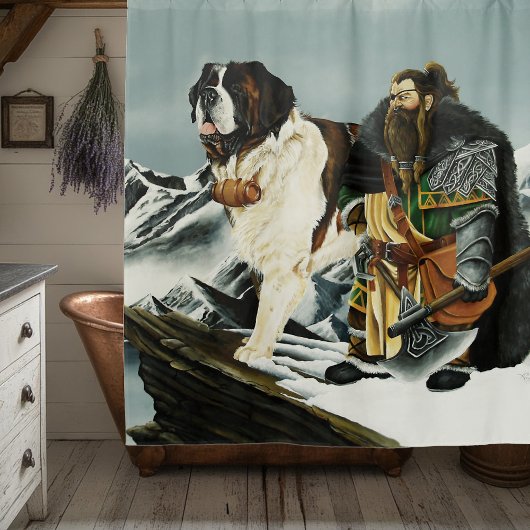 Rideaux De Douche Imaginaire nain Saint Bernard Dog