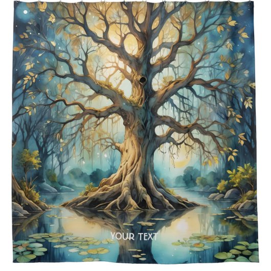 Rideaux De Douche Imaginaire Nuit de marécage d'arbre mignon (Devant)