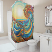Rideaux De Douche Imaginaire plage de Sunrise Waves (En situation)