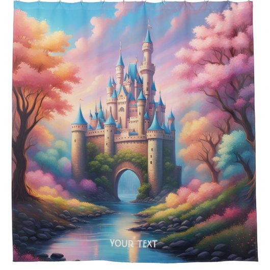 Rideaux De Douche Imaginaire Pur Vivid Pastel Trees Château (Devant)