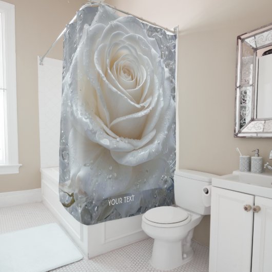 Rideaux De Douche Imaginaire Rose blanche mignonne gouttes (En situation)