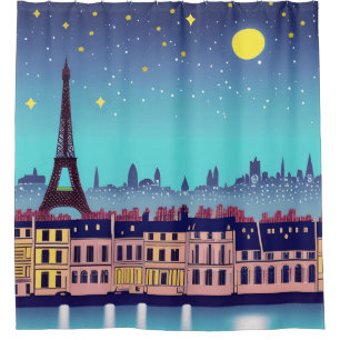 Rideaux De Douche Imaginaire Skyline de Paris sous les étoiles