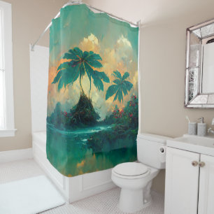 Rideaux De Douche Imaginaire tropical Mer & Palmiers