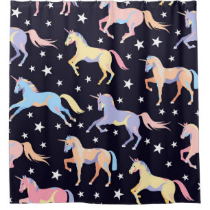 Rideaux De Douche Imaginaire Unicorne foncé : Magique Sans Seamless.