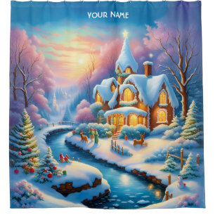 Rideaux De Douche Imaginaire Vivid Noël Fairytale Village