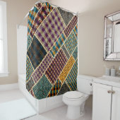 Rideaux De Douche Imitation du motif de patchwork indien avec textur (En situation)
