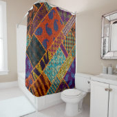 Rideaux De Douche Imitation du motif de patchwork indien avec textur (En situation)
