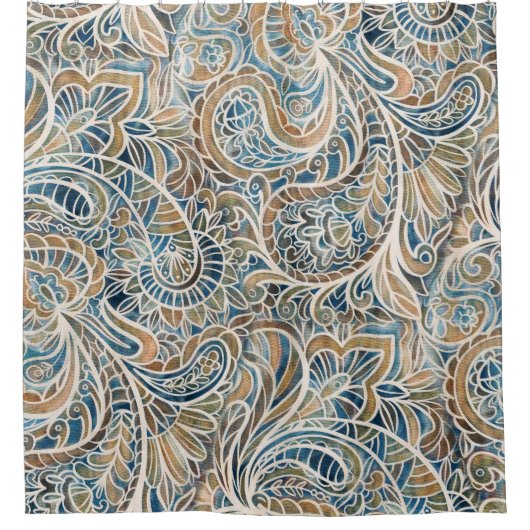 Rideaux De Douche Impression à main Paisley multicolore (Devant)