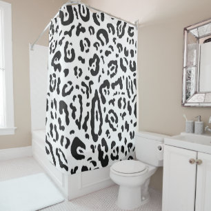 Rideaux De Douche Impression animale léopard guépard noir et blanc