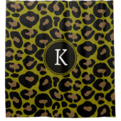 Rideaux De Douche Impression animale léopard vert olive noir initial (Devant)
