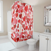 Rideaux De Douche Impression cardiaque rouge et rose (En situation)
