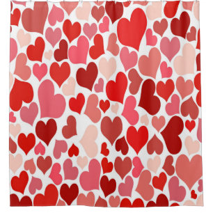 Rideaux De Douche Impression cardiaque rouge et rose