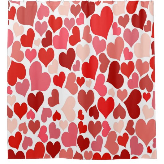 Rideaux De Douche Impression cardiaque rouge et rose (Devant)