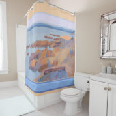 Rideaux De Douche Impression d'art français d'eau de plage et de bat (En situation)