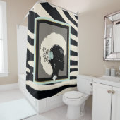 Rideaux De Douche Impression de crème et de zèbre noir (En situation)