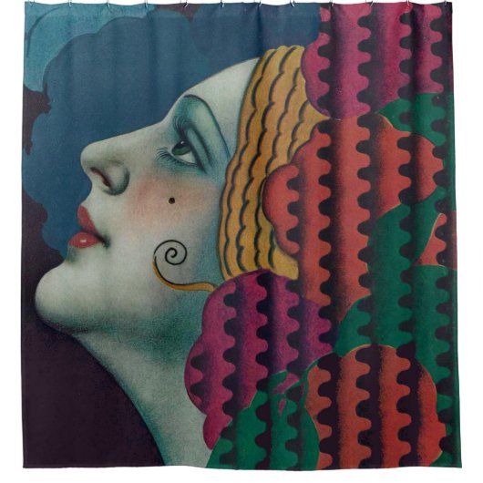 Rideaux De Douche impression de femme art déco circa 1930 (Devant)