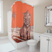 Rideaux De Douche impression de lion souriant (En situation)