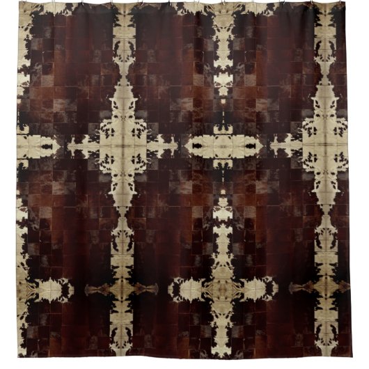 Rideaux De Douche Impression de patchwork de vache (Devant)