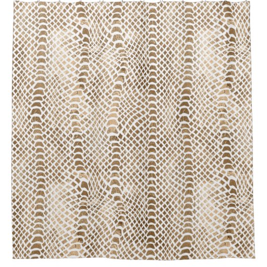 Rideaux De Douche Impression de serpent blanc or (Devant)